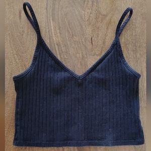 H&M black ribbed-knit crop tank top, Size XS, Never worn